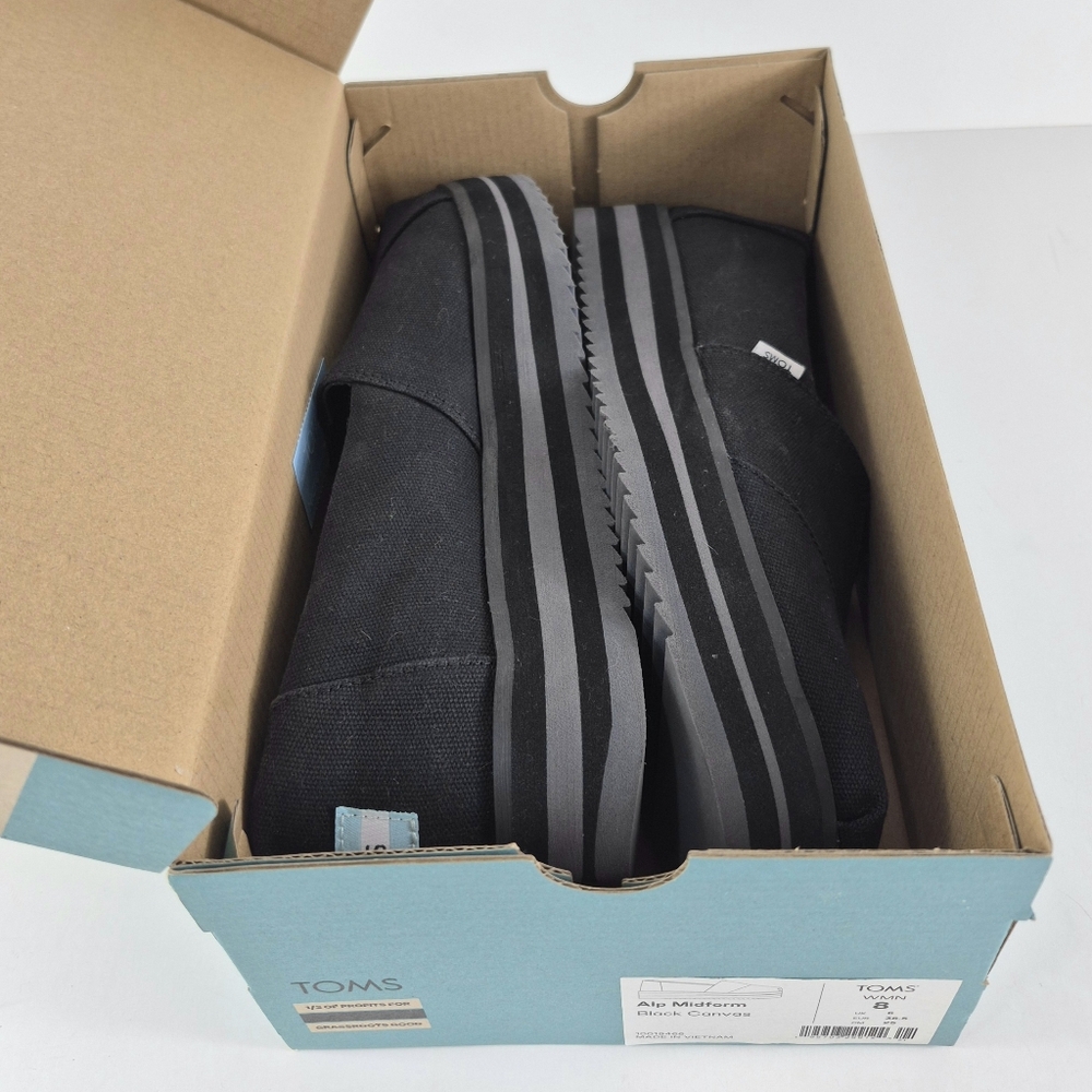 Sz 8 Toms Alpargata canvas platform flats - Picture 10 of 12